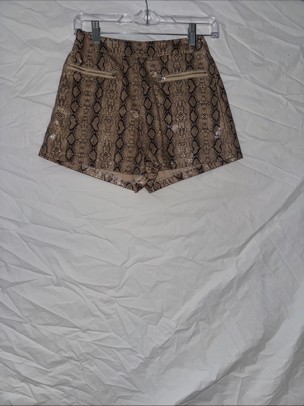 PrettyLittleThing Festival Tan Brown Snake Print High Waist Shorts
